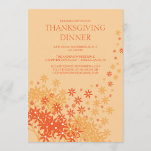 För thanksgivingmiddag för höst blom- inbjudan för