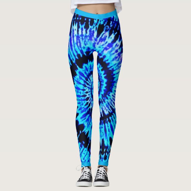 För Tiefärg för blått Psychedelic damasker för Leggings (Framsida)