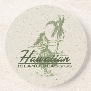 För Tiki för Tradewinds Hula flicka hawaianskt Underlägg Sandsten