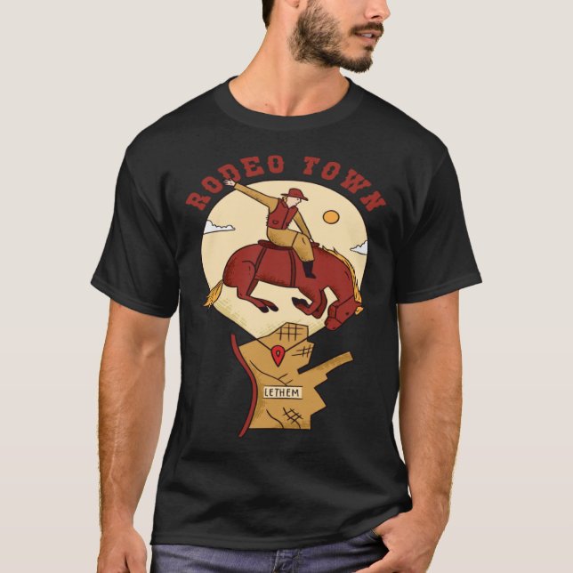 för tjejer med hästar  Rodeo Town T Shirt (Framsida)