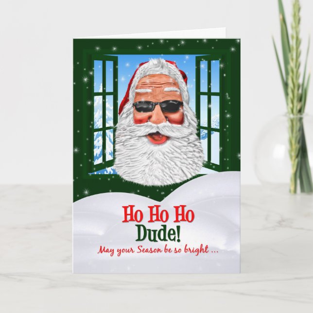 för Tonåring Coola Santa i Sunglass till jul Helgkort (Framsida)