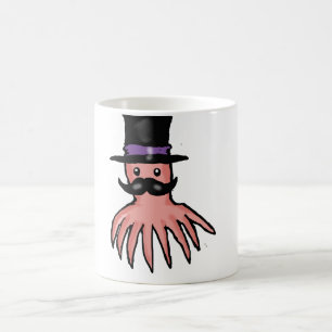 För top hat och rosa bläckfiskmugg för mustasch kaffemugg