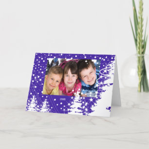 För trädfamilj för snö doldt kort för foto för jul