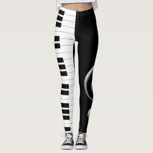 För Trebleklav för piano nyckel- damasker Leggings