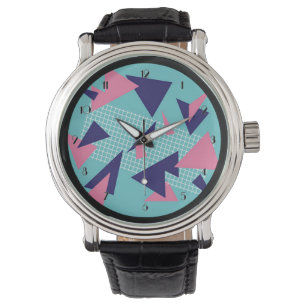 för triangelmönster för 80-tal Retro abstrakt Armbandsur