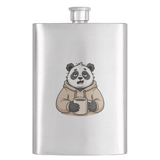 För trött för att fungera Panda Kaffe Tecknad film Fickplunta