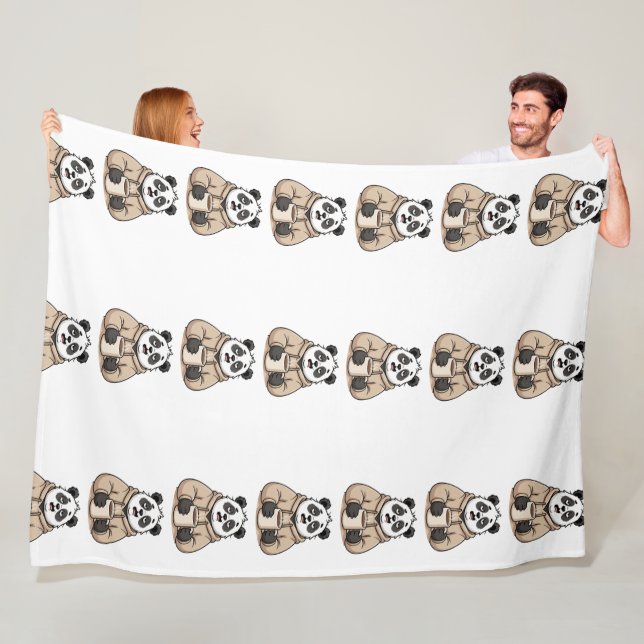 För trött för att fungera Panda Kaffe Tecknad Seri Fleecefilt (På plats)