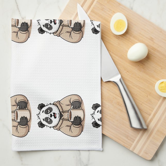 För trött för att fungera Panda Kaffe Tecknad Seri Kökshandduk (Vikt i Fjärdedel)