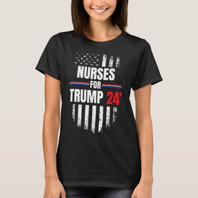 För Trump 2024 American Flagga T Shirt (Framsida)