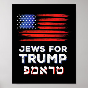 För Trump 2024: Israel usa hebrew-valet judisk V Poster