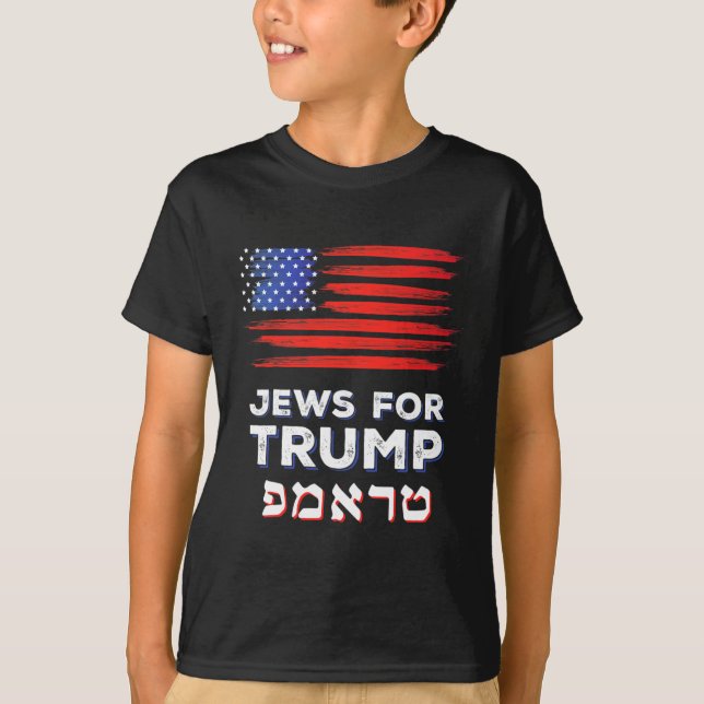 För Trump 2024: Israel usa hebrew-valet judisk V T Shirt (Framsida)