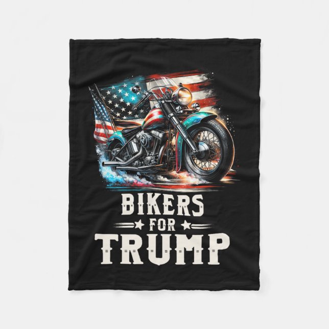 För Trump 2024 Motorcycle Patriotic American Flagg Fleecefilt (Framsidan)