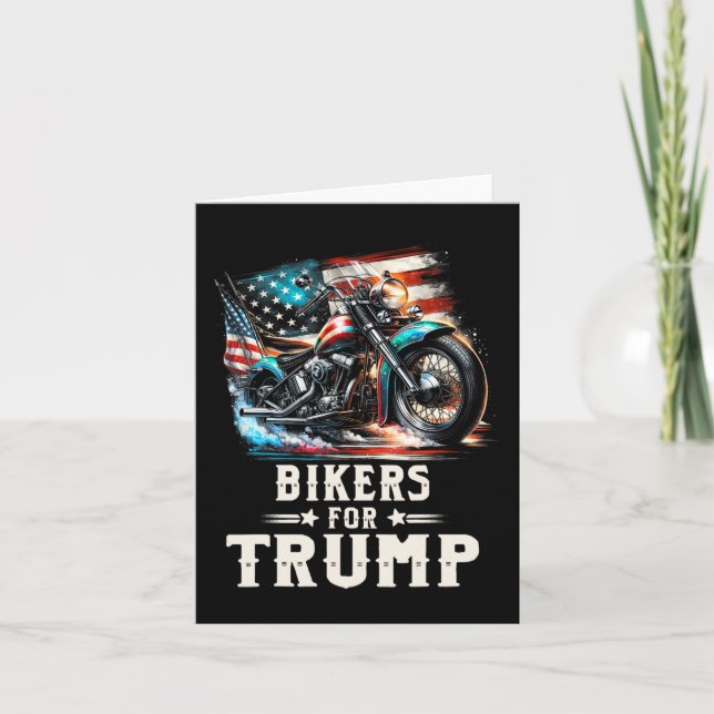 För Trump 2024 Motorcycle Patriotic American Flagg Kort (Framsida)
