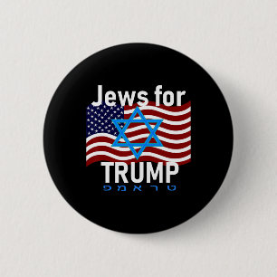 För Trump American Flagga Star of David Hebrew Sup Knapp