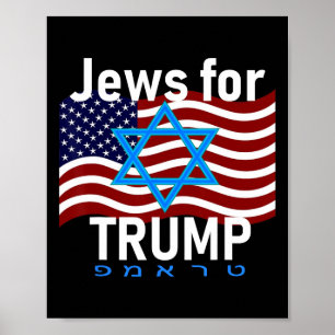 För Trump American Flagga Star of David Hebrew Sup Poster