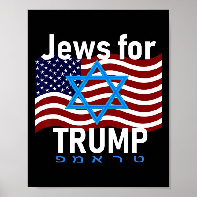 För Trump American Flagga Star of David Hebrew Sup Poster (Framsidan)