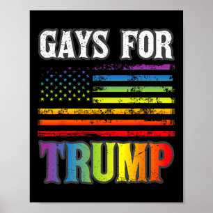 För Trump LGB Pride Gay Rainbow Flagga Vote Republ Poster