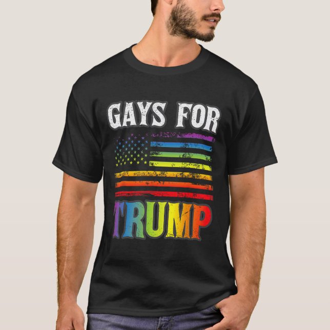 För Trump LGB Pride Gay Rainbow Flagga Vote Republ T Shirt (Framsida)