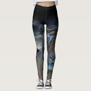För tryckvattenfärg för tiger djur fantasi leggings