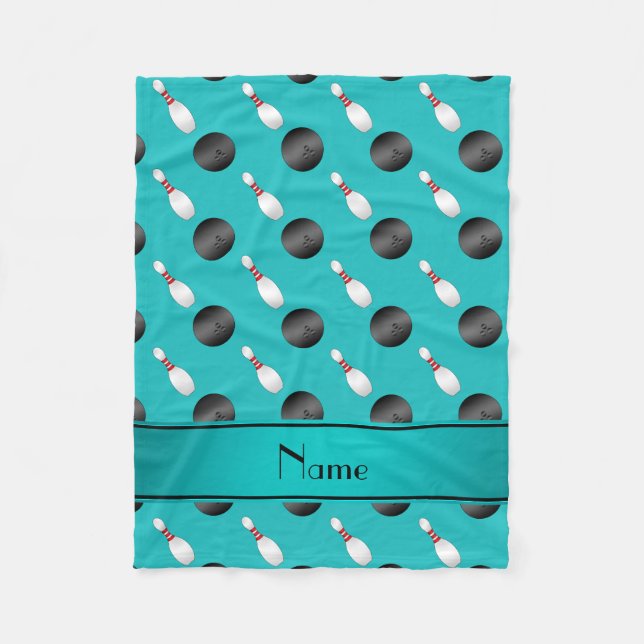 För turkosbowlingklot för personlig känt stift fleecefilt (Framsidan)