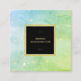 För turkoshimmel för *~* pastellfärgad abstrakt fyrkantigt visitkort