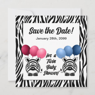För twillingarbaby shower för sebra broderlig spara datumet