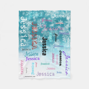 För typografiAqua för personlig känd snöflingo Fleecefilt
