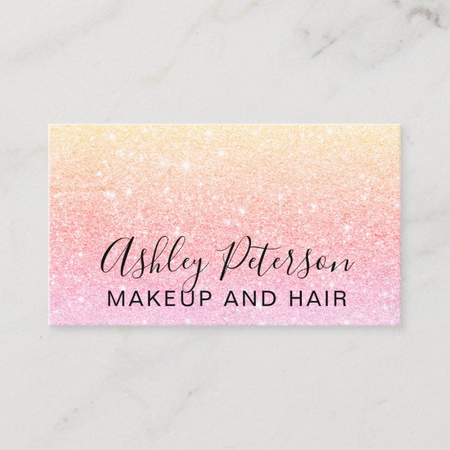 För typografigult för Makeup elegantt glitter för Visitkort (Framsida)