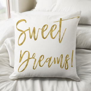 För typografiinspiration för söta drömmar guld kudde