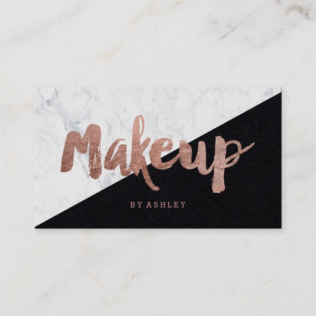 För typografimarmor för Makeup rosa guld- kvarter Visitkort (Framsida)