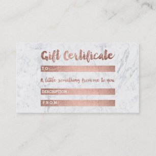 För typografivit för presentkort rosa guld- marmor rabattkort