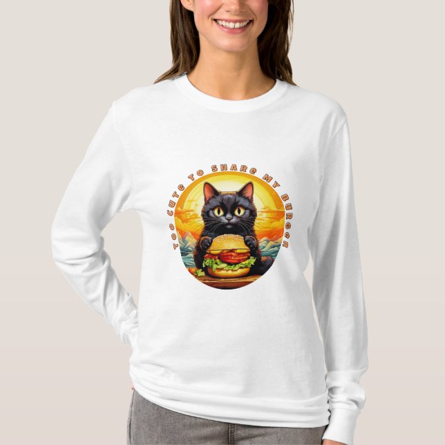 För tyst för att  min Burger - svart kattfodie T Shirt (Framsida)