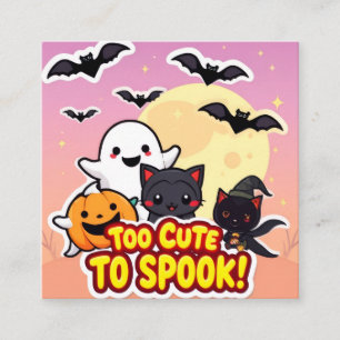 För tyst för att prata - Kawaii Halloween Ghost Fyrkantigt Visitkort