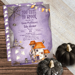 För tyst för att prata med Spook Halloween Baby Sh Inbjudningar