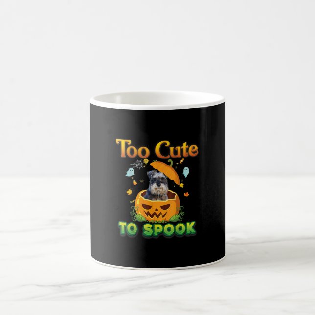 För tyst för att prata Schnauzer Hund Halloween Pu Kaffemugg (Center)