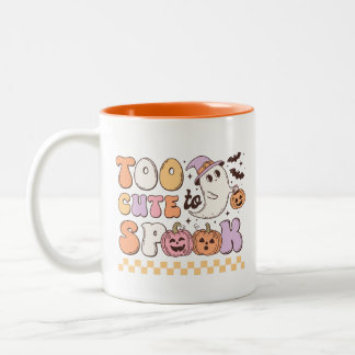 För tyst för att spilla Cute Ghost Retro Halloween Två-Tonad Mugg