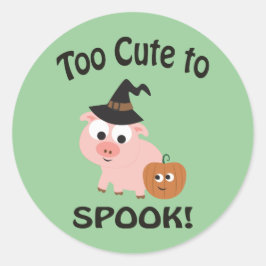 För tyst för att Spook! Gris Witch Runt Klistermärke
