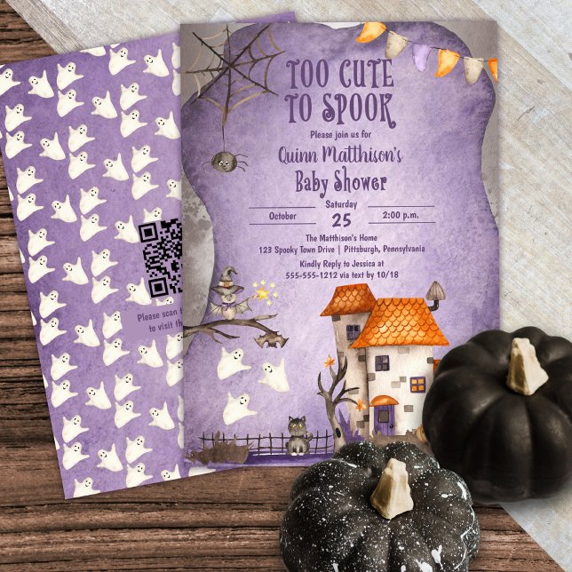 För tyst för att Spook Halloween Baby Shower QR Inbjudningar (Skapare uppladdad)