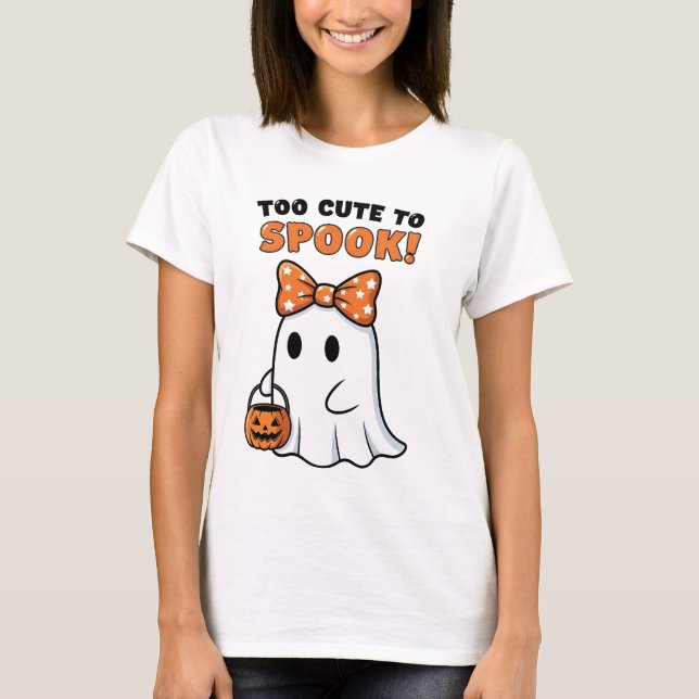 För tyst för att Spook! Kawaii Ghost Halloween Tee (Framsida)
