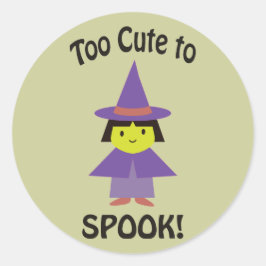 För tyst för att Spook! Little Witch Runt Klistermärke