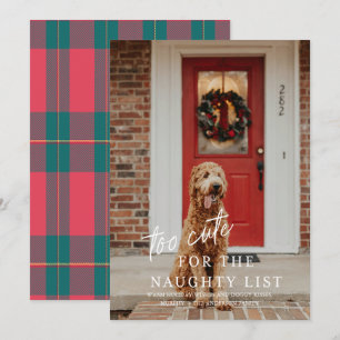 För tyst för Helgdag Naughty List Pet Photo Inbjudningar