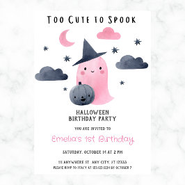 För tyst på Spook Girl Halloween 1:a födelsedagen Inbjudningar