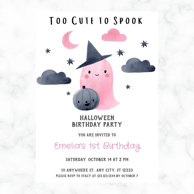 För tyst på Spook Girl Halloween 1:a födelsedagen Inbjudningar (Skapare uppladdad)