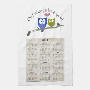 För ugglan kärlek alltid Calendar du, 2013 Kökshandduk