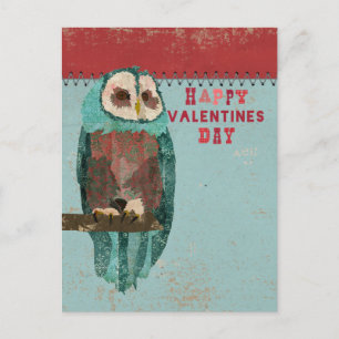 För ugglavalentines day för blått rodna vykort