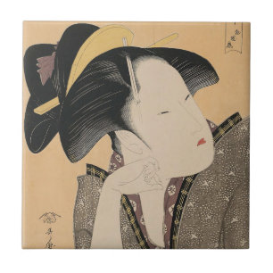 För Ukiyo-e för vintage japansk dropp för portr Kakelplatta