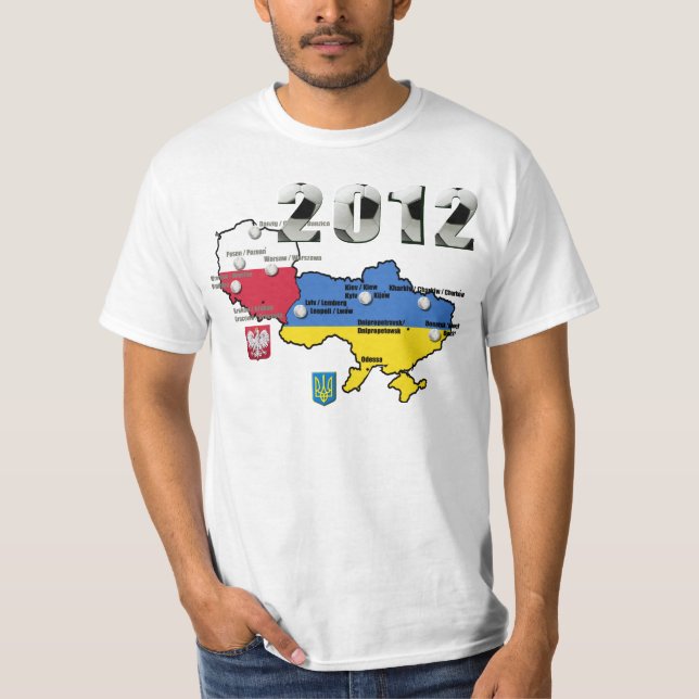 För Ukraina för EuroPolen flagga kopp 2012 för T Shirt (Framsida)