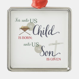 För Ung är ett barn fött Julgransprydnad Metall