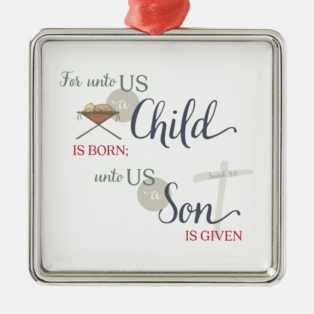För Ung är ett barn fött Julgransprydnad Metall (Framsidan)