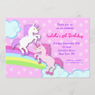 För Unicorn ponnyfödelsedagsfest inbjudan lite